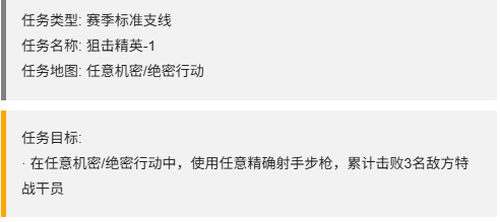三角洲行动狙击精英任务内容一览-三角洲行动S7赛季狙击精英